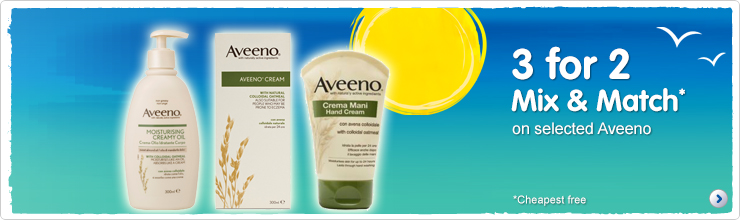 three for two mix and match on selected aveeno